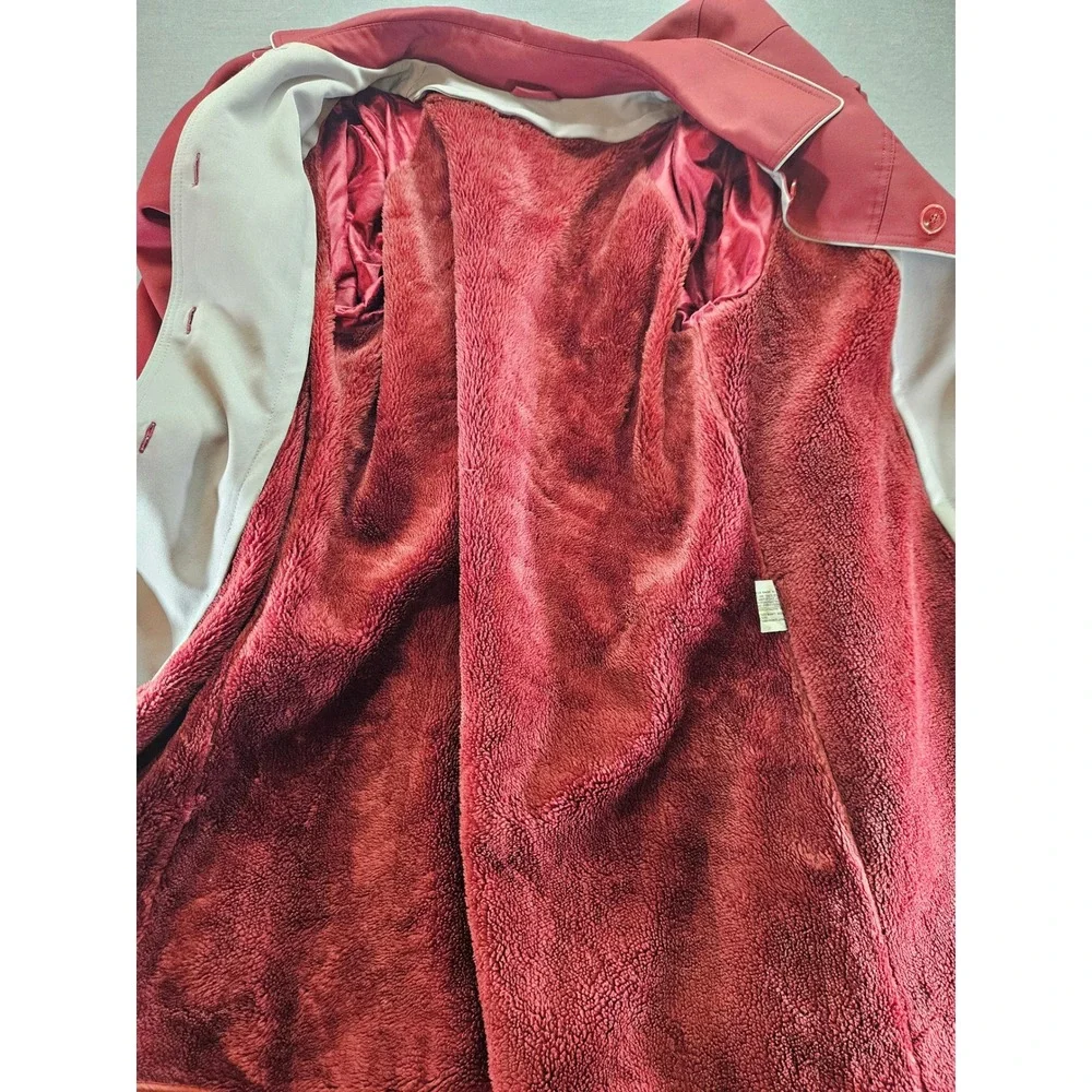 Vintage Rain Ramblers Red Trench Coat Removable Fleece Liner Size 20 Raglan